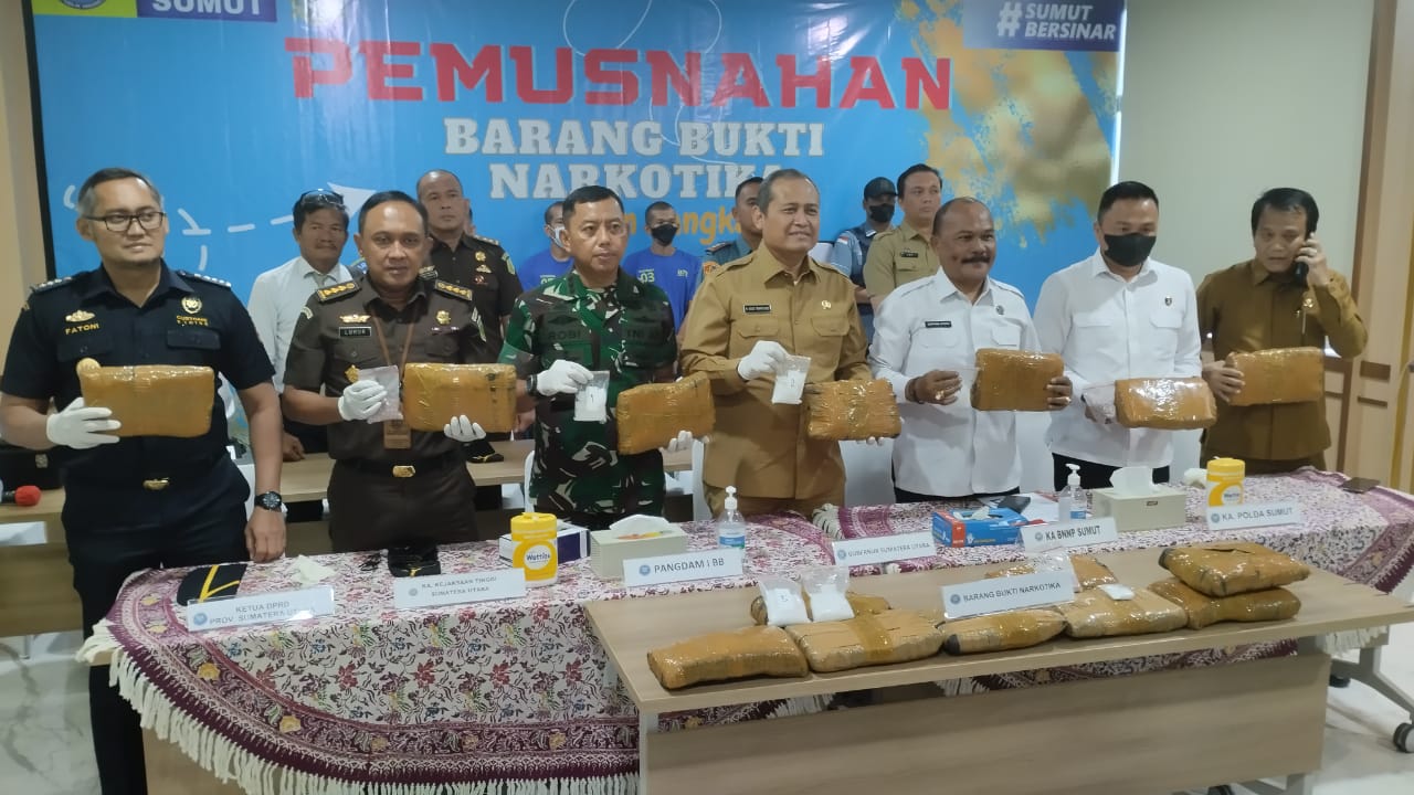 Hari Anti Narkoba Internasional 2023, BNNP Sumut Musnahkan Ganja, Ekstasi dan Sabu