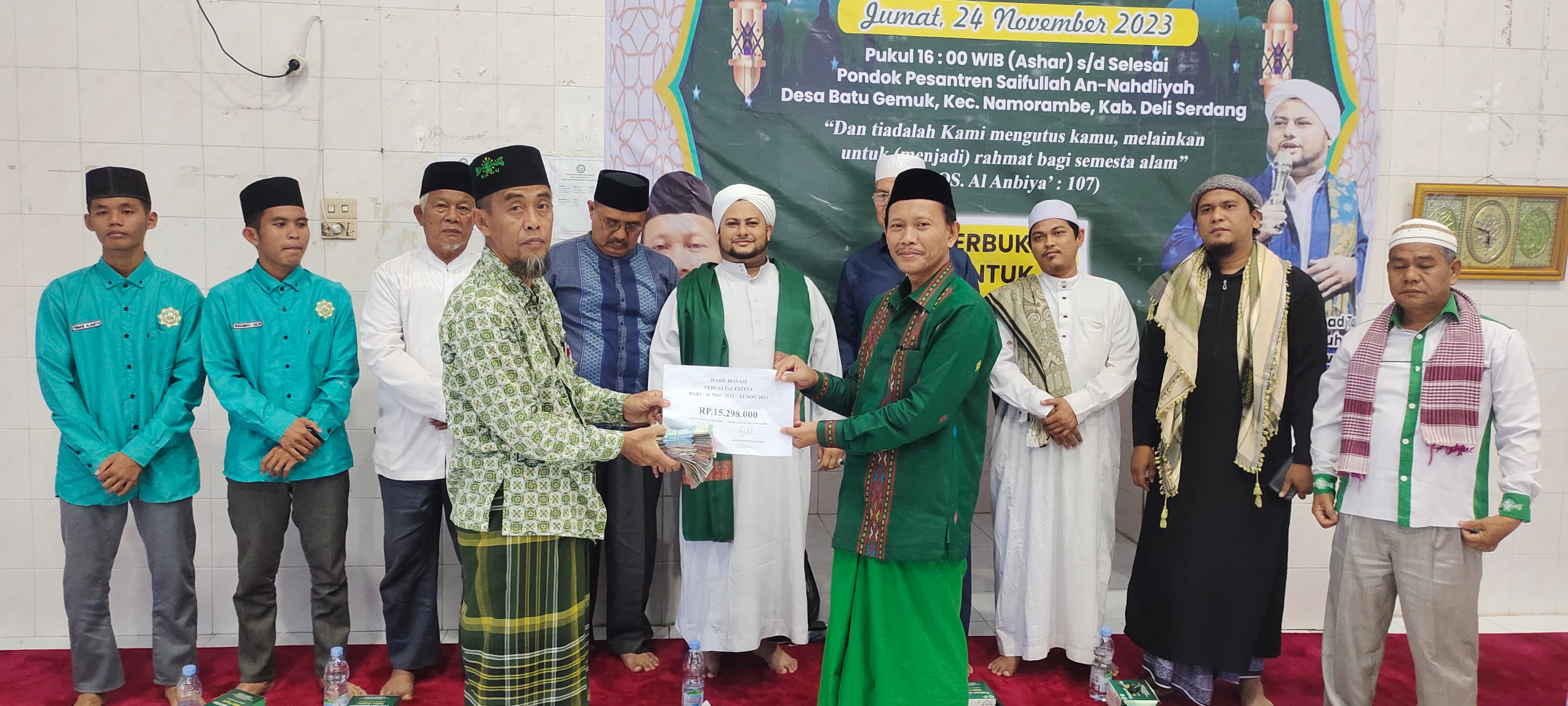 Elemen Umat Muslim Namorambe Salurkan Bantuan Rp 18 Juta Untuk Palestina