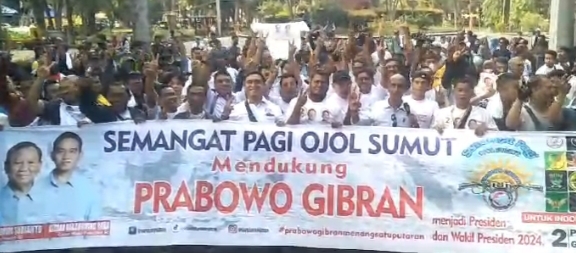 Garda Ojol Sumut Deklarasi Menangkan Prabowo-Gibran Satu Putaran