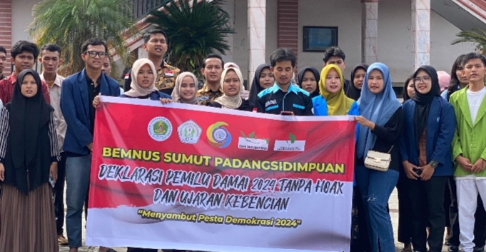 BEMNUS Padang Sidimpuan Deklarasi Pemilu Damai Tanpa Hoax dan Ujaran Kebencian