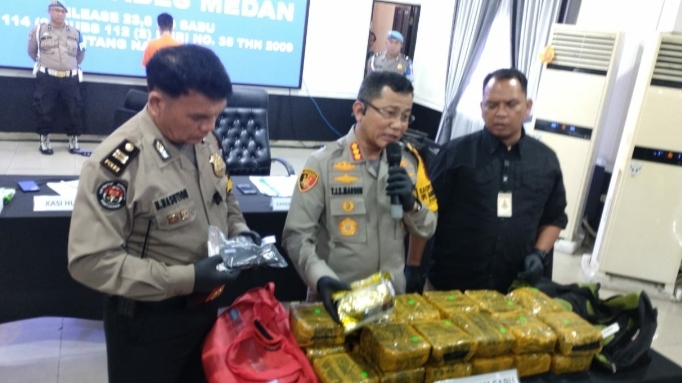 Sat Narkoba Polrestabes Medan Gagalkan Sabu asal Malaysia, 23,8 Kg Disita