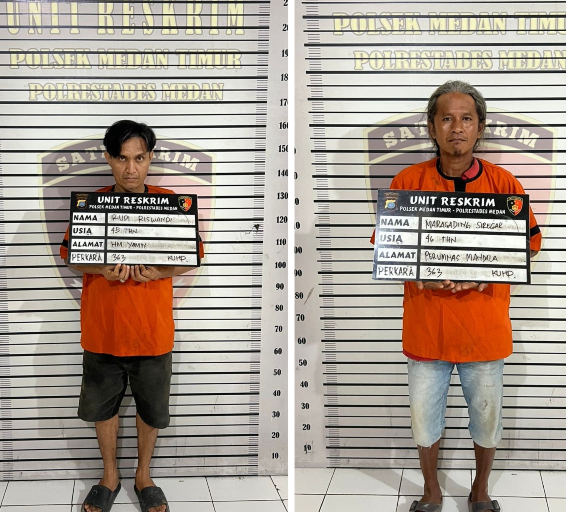 Polsek Medan Timur Tangkap Dua Maling Pelat Beton : 14 Batang Besi Disita