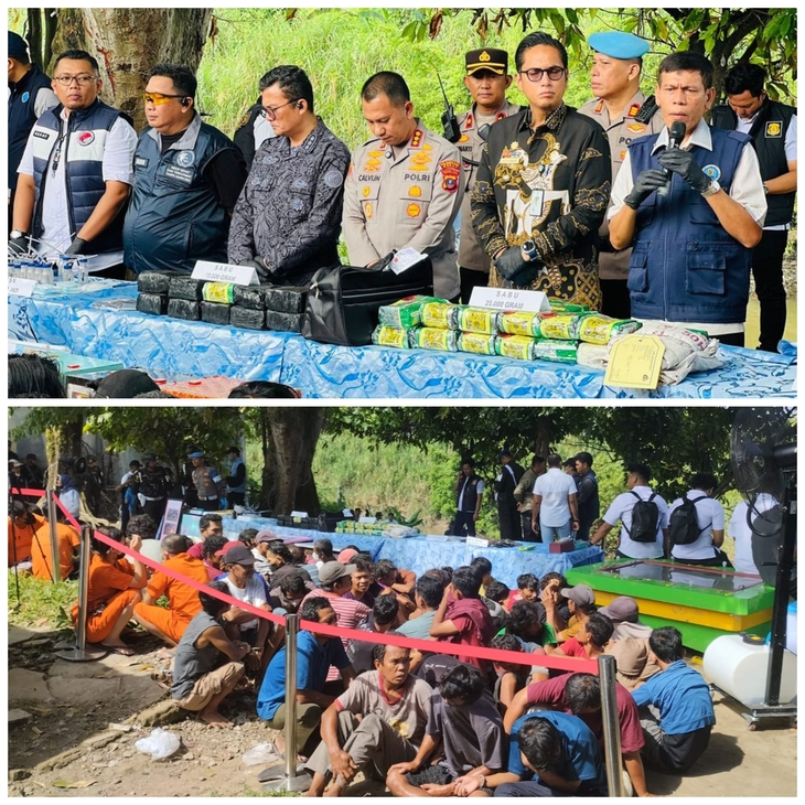 Tim Gabungan Ungkap Peredaran Narkoba : 59 Tersangka Ditangkap, 35 Kg Sabu Disita
