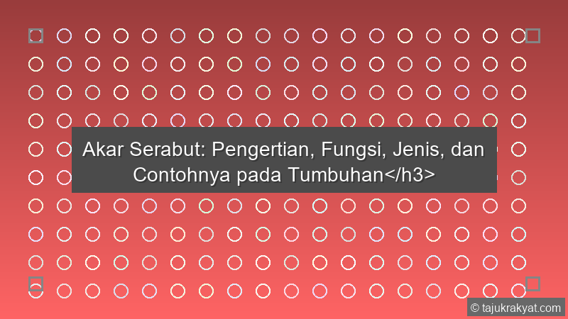 Akar Serabut: Pengertian, Fungsi, Jenis, dan Contohnya pada Tumbuhan</h3>