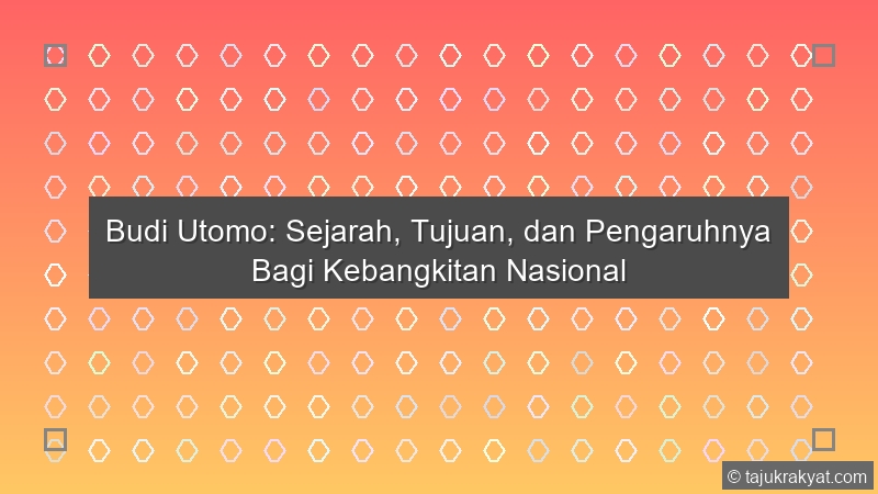 Budi Utomo: Sejarah, Tujuan, dan Pengaruhnya Bagi Kebangkitan Nasional