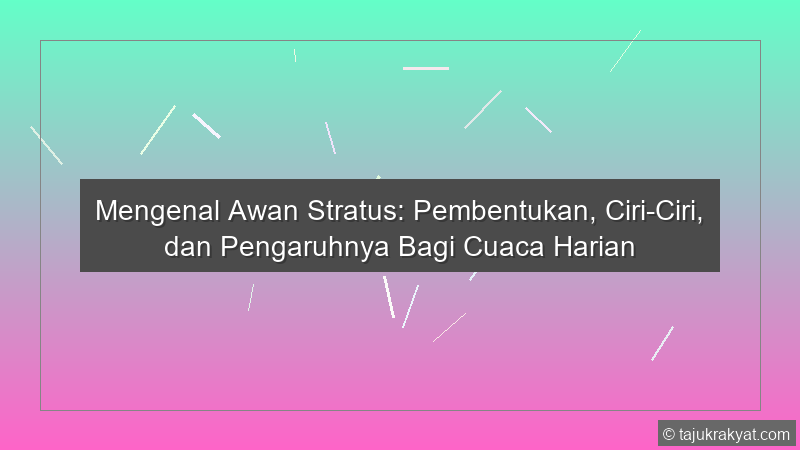 Mengenal Awan Stratus: Pembentukan, Ciri-Ciri, dan Pengaruhnya Bagi Cuaca Harian