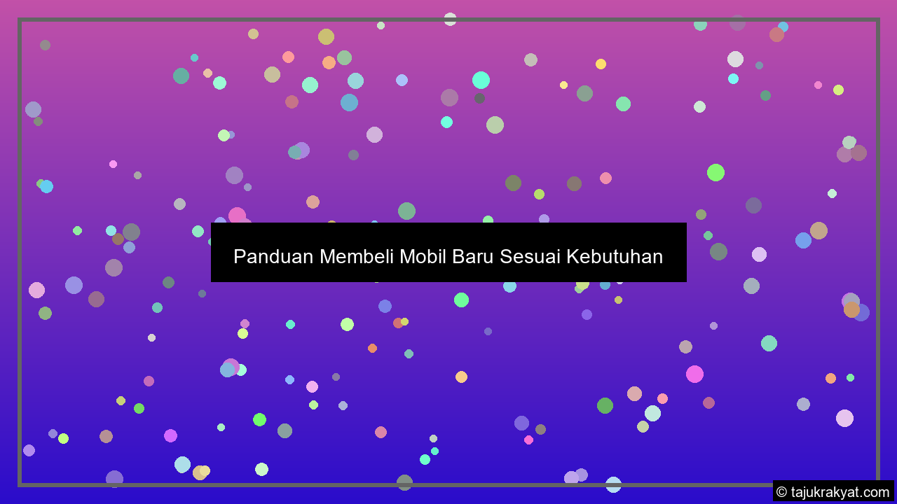 Panduan Membeli Mobil Baru Sesuai Kebutuhan