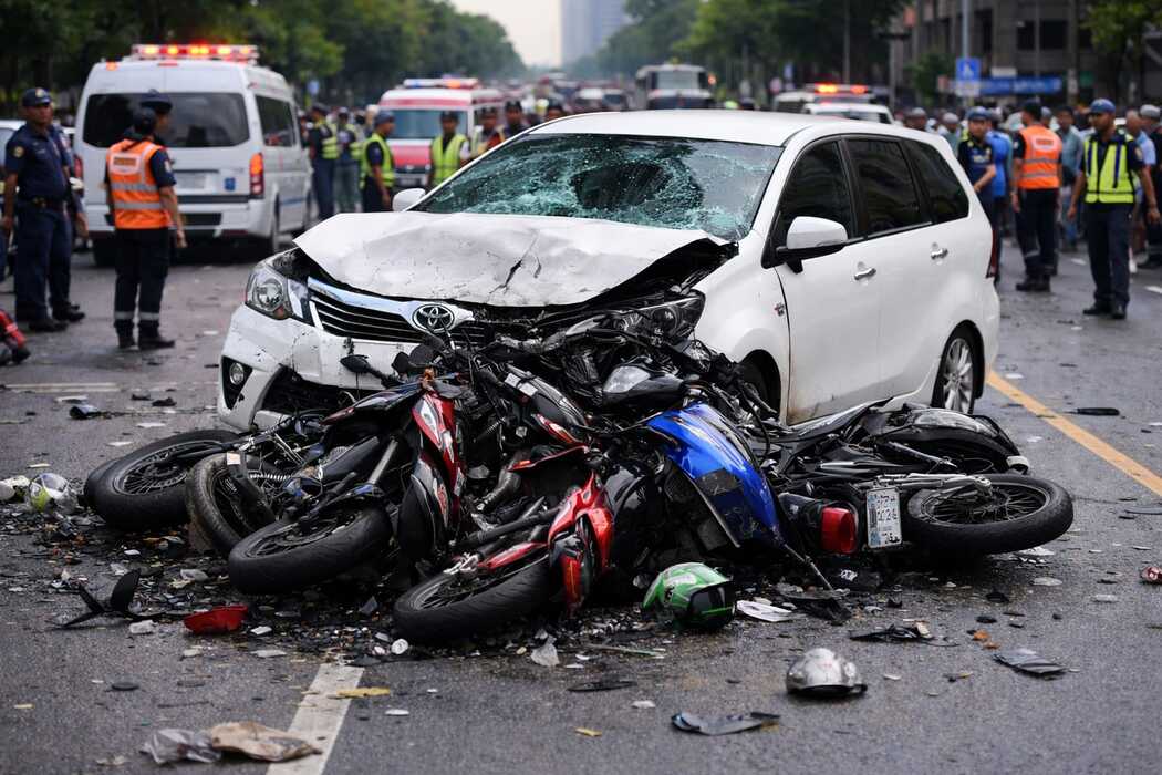 Innova Tabrak Tiga Sepeda Motor di Tembung : 5 Orang Luka-luka