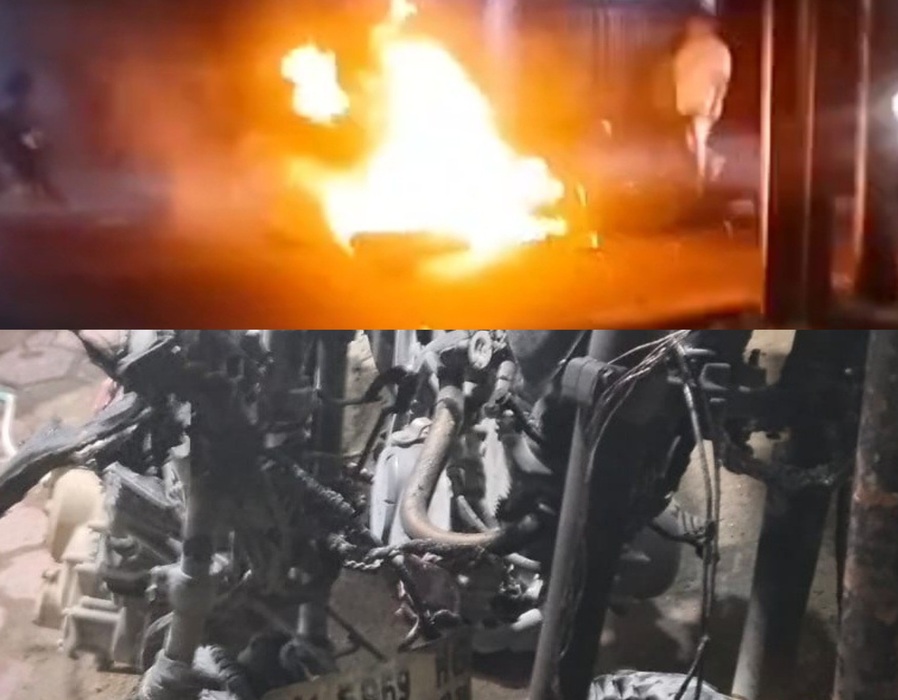 Dua Sepeda Motor Terbakar Tabrakan, Dua Pengendara Luka Parah