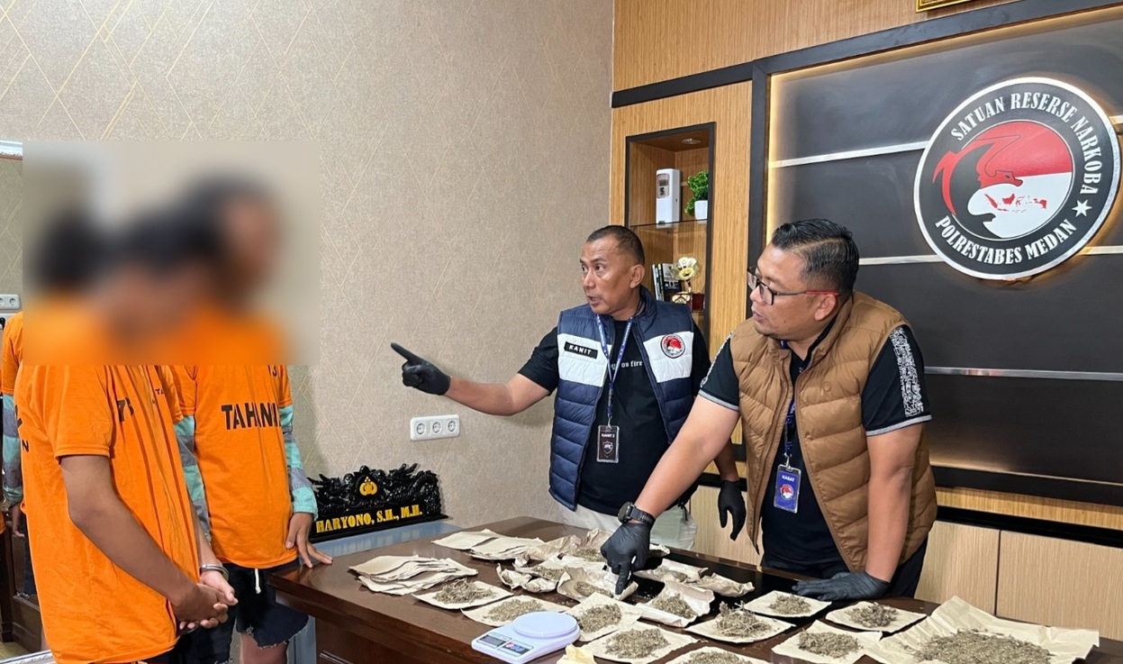 Polrestabes Medan Ungkap Peredaran Ganja di Lingkungan Mahasiswa : Dua Tersangka Ditangkap