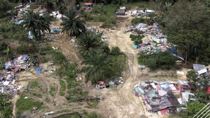 Foto dari atas langit penampakan perkampungan ilegal di Nilai, Negeri Sembilan, Malaysia yang dihuni Warga Negara Indonesia (WNI)