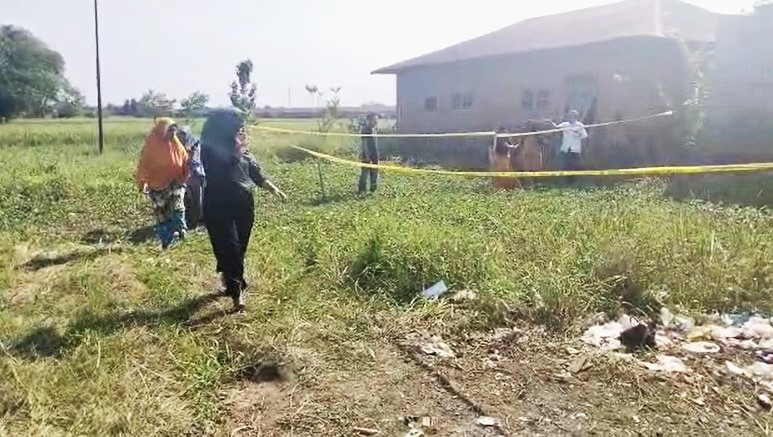 Lokasi penemuan jasad bocah 4 tahun bernama Siti Aisyah atau Aisyah di Desa Paya Gambar, Kecamatan Batangkuis, Kabupaten Deliserdang, Selasa (21/2/2023). Korban diduga dibunuh orang terdekat.