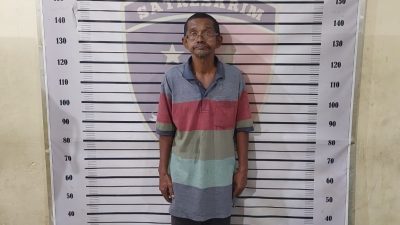 Khairil Anwar, pelaku pencurian pintu besi bendungan setelah ditangkap polisi.