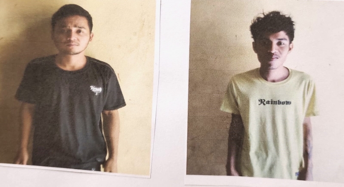 Dua dari tiga komplotan maling motor yang diringkus Polsek Medan Tuntungan di Hotel Borobudur Jalan Jamin Ginting, Medan.