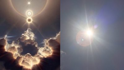 Fenomena Gerhana Matahari Hibrida yang bisa dilihat dengan mata telanjang di sejumlah wilayah Indonesia yang cuacanya cerah, Kamis (20/4/2023). Di Kota Medan Gerhana Matahari Hibrida ini tidak bisa dilihat karena cuaca buruk.