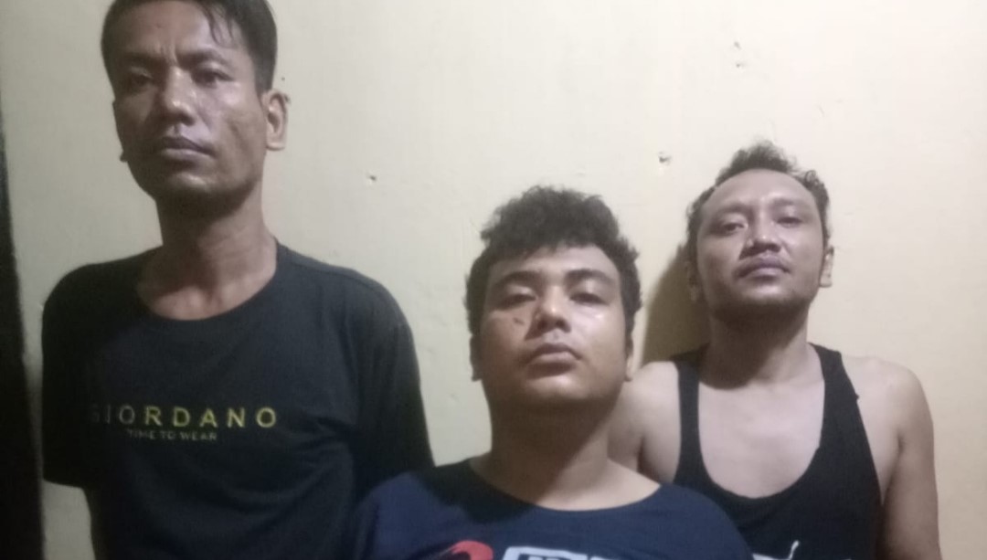 Tiga bandit kampung pembobol PT Gruti yang ditangkap Polsek Perbaungan.