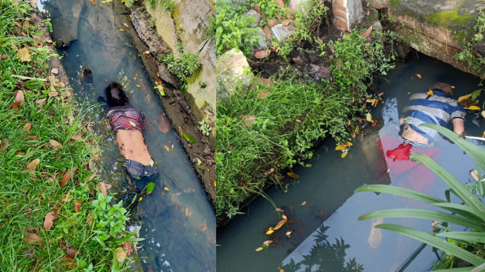 Penemuan dua mayat pria mengambang di parit Jalan AH Nasution, Kota Medan, Jumat (30/6/2023).