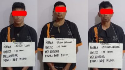 Tiga tersangka komplotan perampok yang diringkus petugas Polres Labuhanbatu