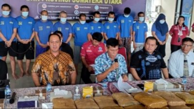 Kepala BNN Sumut, Brigjen Pol Toga H Panjaitan press rilis.(key)