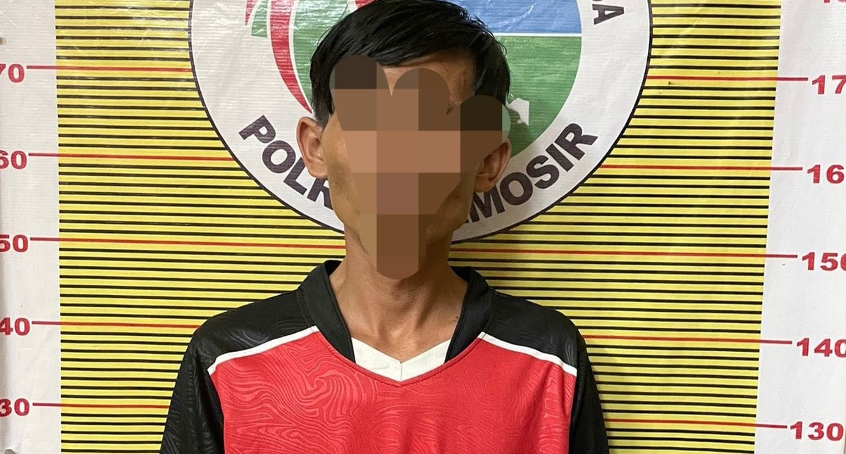 BP, pengedar ganja di Kabupaten Samosir yang ditangkap petugas Polsek Onanrunggu.