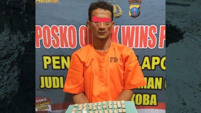 JS (34), pengedar ganja yang ditangkap petugas Polres Tapanuli Tengah