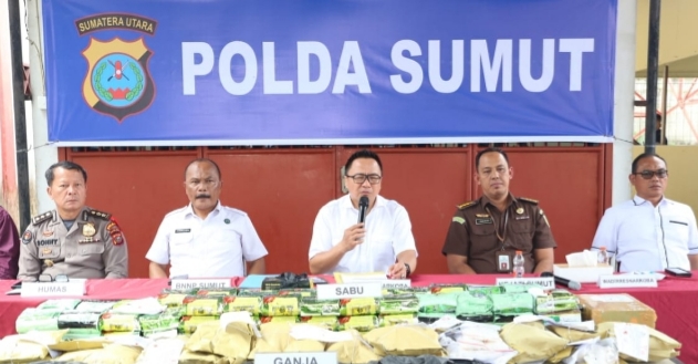 Polda Sumut rilis kasus pemusnahan barang bukti narkotika.(Ist)