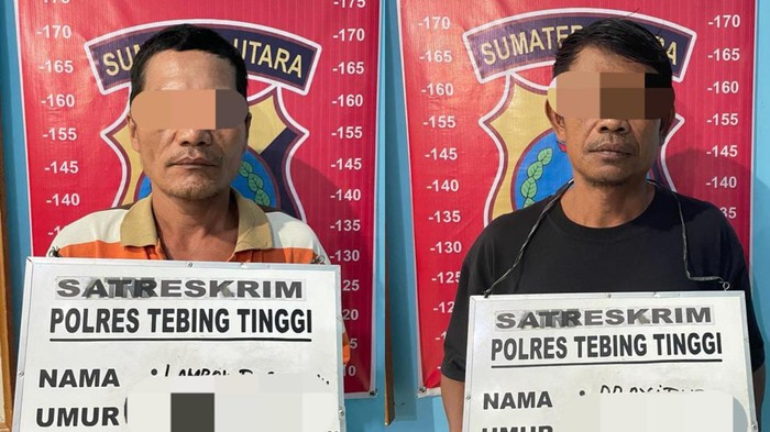 Dua pelaku penganiayaan yang kini sudah ditahan di Polres Tebingtinggi