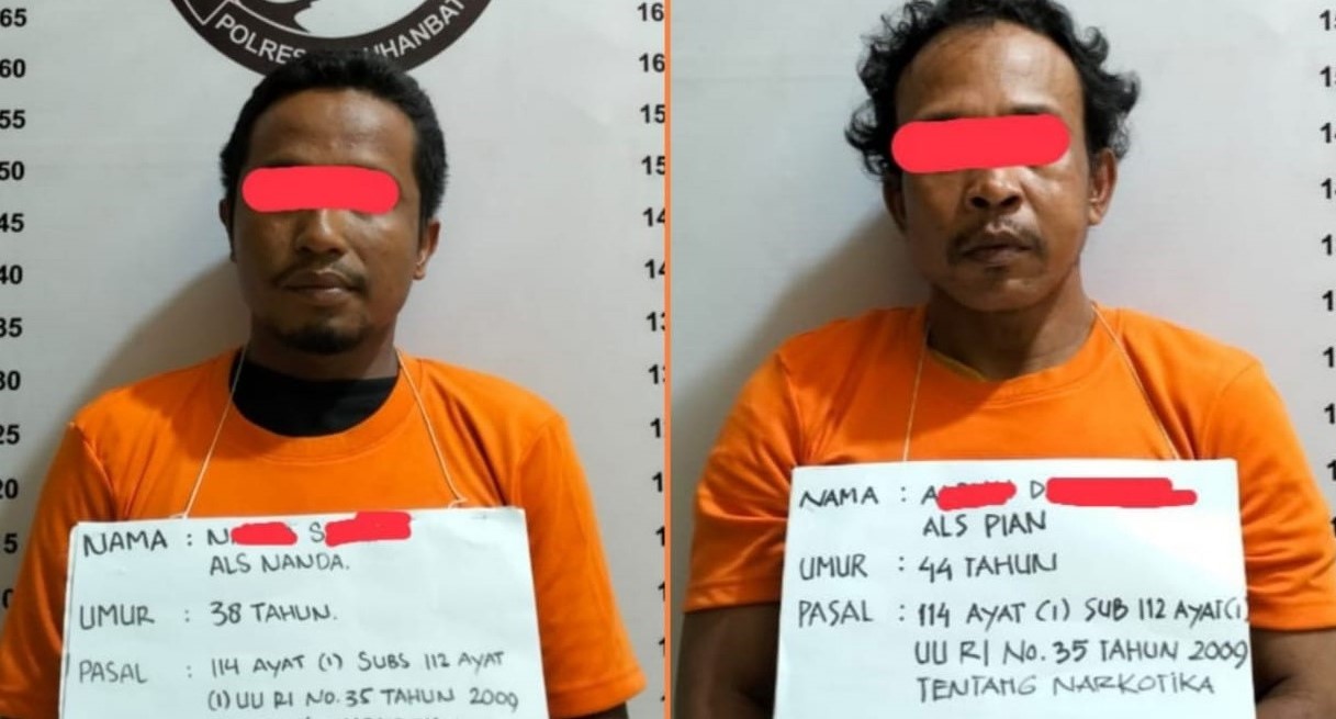 Dua pengedar sabu, Pian dan Nanda yang ditangkap petugas Sat Res Narkoba Polres Labuhanbatu di Desa Pulo Jantan