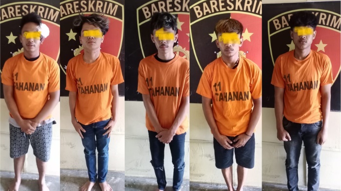 5 komplotan perampok yang ditangkap petugas Unit Reskrim Polsek Binjai Barat.