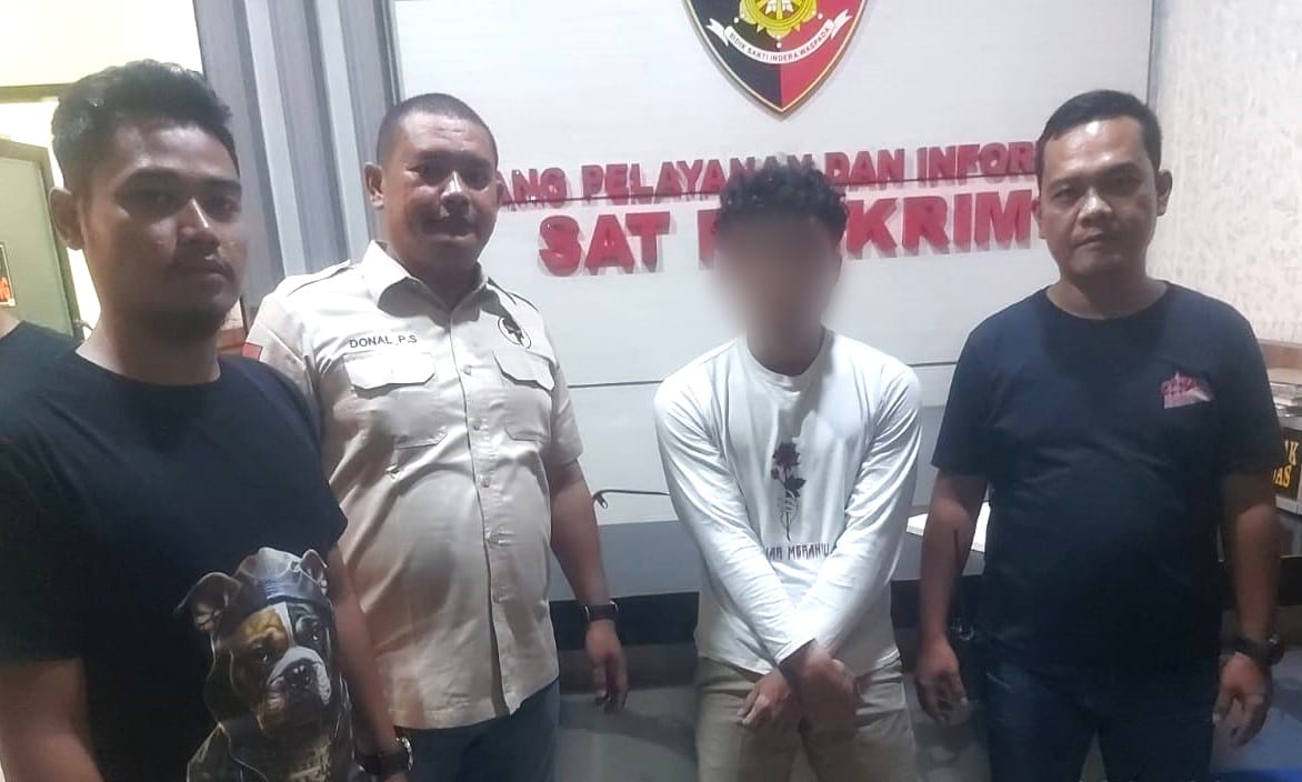 Remaja pelaku pelecehan yang ditangkap petugas Sat Reskrim Polres Belawan.