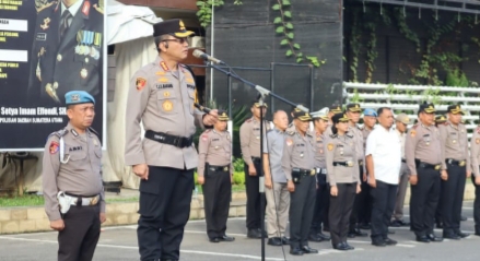 Kapolrestabes Medan, Kombes Pol Teddy JS Marbun pimpin apel.(ist)