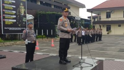 Kapolrestabes Medan Kombes Pol Teddy JS Marbun pimpin apel.(Ist)