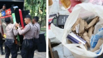 Polisi angkut mesin judi. Bb ganja.(ist)