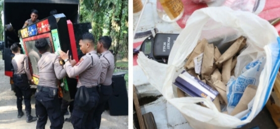 Polisi angkut mesin judi. Bb ganja.(ist)