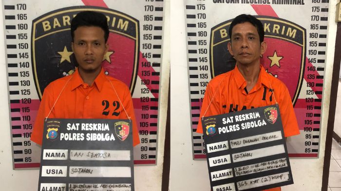 Dua tersangka pembobol bengkel yang diringkus petugas Polres Sibolga.