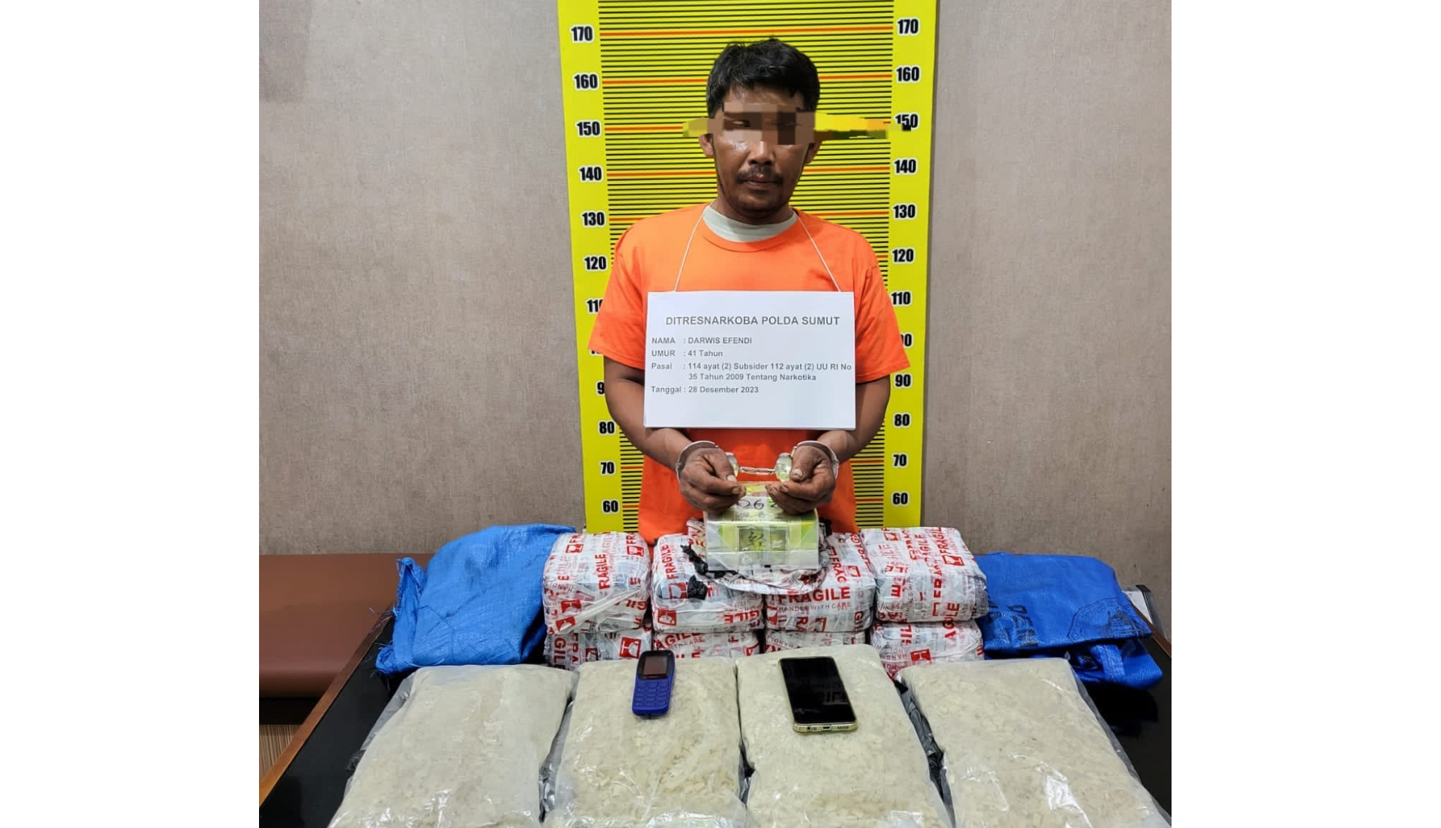 Darwis Efendi, gembong narkoba Kota Tanjungbalai yang ditangkap petugas Polda Sumut.