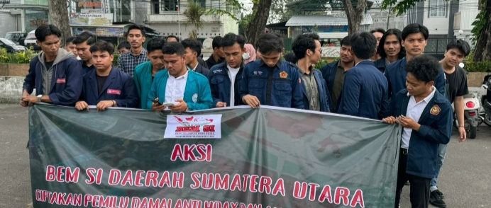 Massa BEM SI Sumbagut aksi pemilu damai.(Ist)