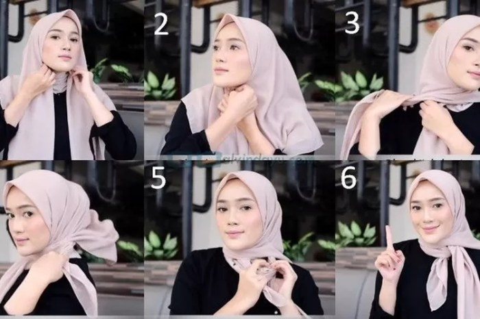 tutorial hijab segi empat lilit leher terbaru