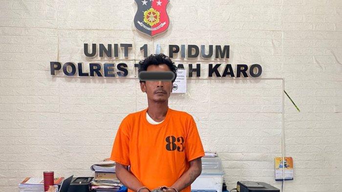 BLD, jukir tersangka kasus penganiayaan yang kini ditahan Polres Karo.