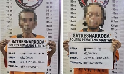 Dua tersangka residivis narkoba yang ditangkap petugas Polres Siantar.