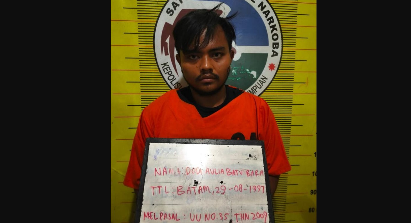 DAB, kurir narkoba yang ditangkap petugas Sat Res Narkoba Polres Padangsidimpuan saat turun dari bus.
