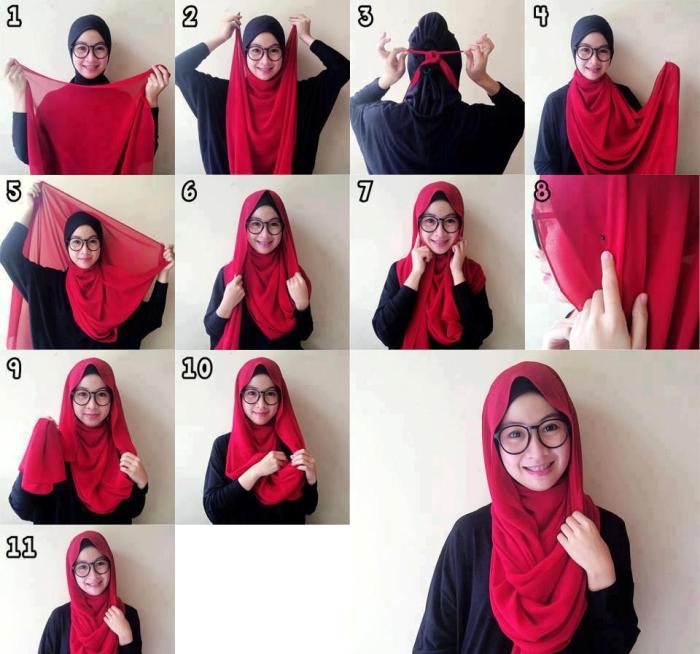 tutorial hijab pashmina simple untuk remaja wajah bulat terbaru