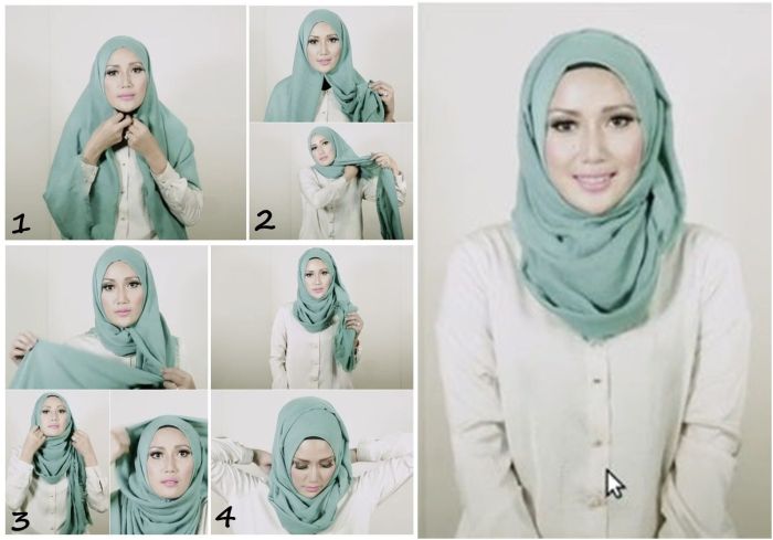tutorial hijab pashmina satin wajah bulat