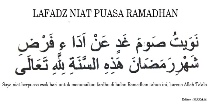 niat adus puasa ramadhan