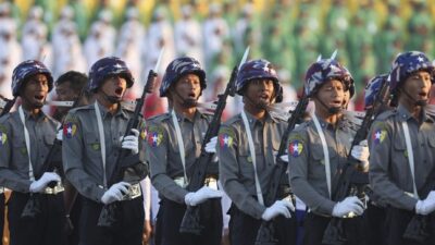 Ilustrasi. Parade militer Myanmar. (AP/Aung Shine Oo)