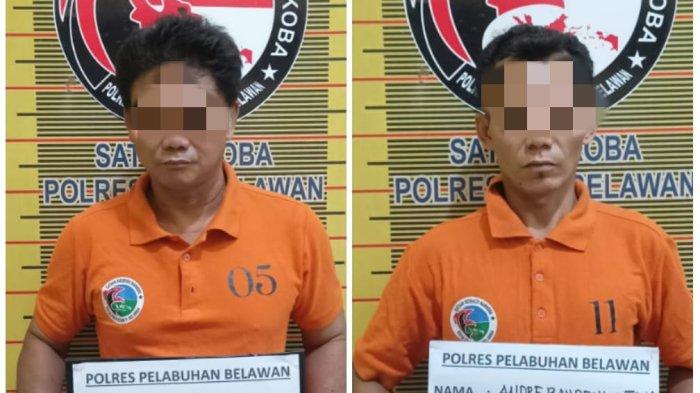Dua sindikat pengedar sabu di Kota Bangun yang ditangkap petugas Sat Res Narkoba Polres Pelabuhan Belawan.
