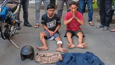 Dua pelaku jambret yang ditangkap petugas Unit Reskrim Polsek Sunggal. Satu diantaranya ditembak.