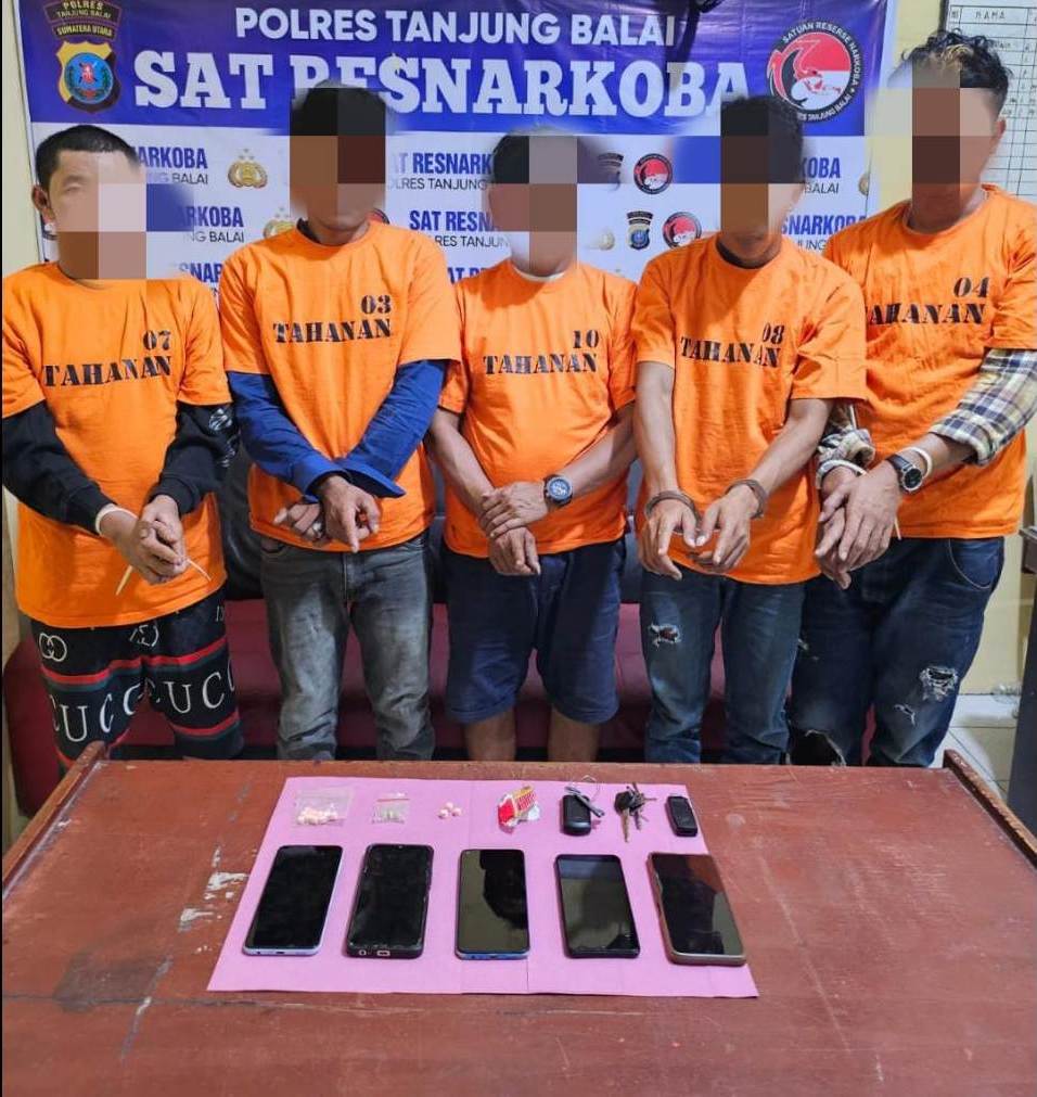 5 sindikat pengedar dan bandar ekstasi yang ditangkap petugas Polres Tanjungbalai.