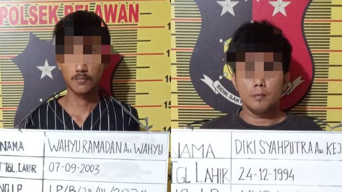 Dua komplotan maling motor Wahyudi dan Diki yang ditangkap petugas Polsek Belawan.
