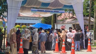 Pendaftaran mudik gratis Dishub Medan yang diadakan di Taman Ahmad Yani, Kota Medan, Senin (18/3/2024).
